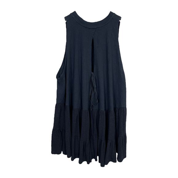 Free People Right On Time Tunic Top XS Black Sleeveless Oversized Tiered Boho - Picture 3 of 7